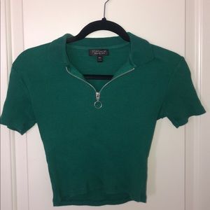 Green cropped half zip